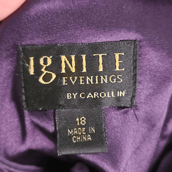 Ignite Evenings Purple Sleeveless Knee Length Formal Dress Size 18 Plus Size - Picture 5 of 13